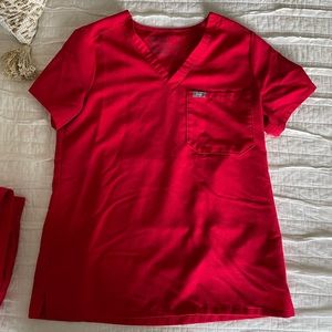 Brand new bright red figs set. Size small. Worn 4 times